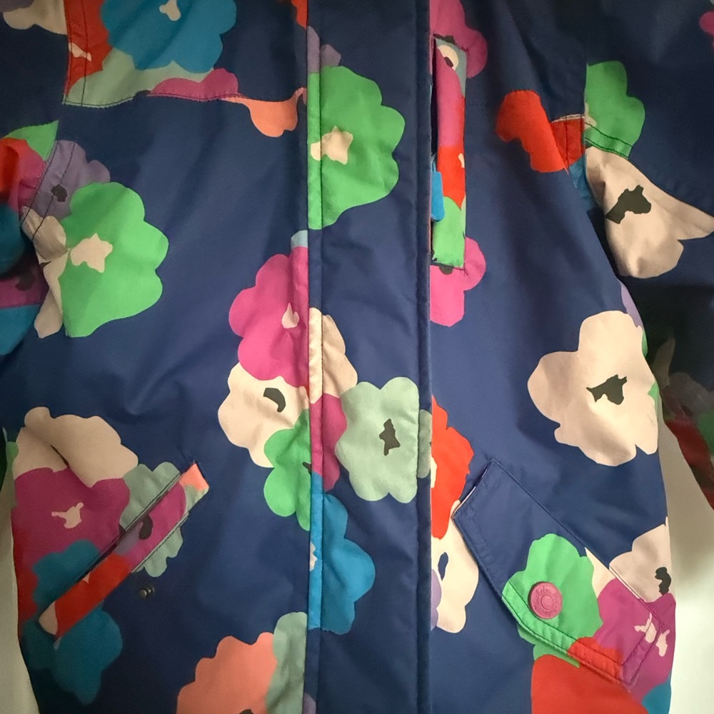 Boden Girls Winter Jacket | Size 5/6 | Navy Floral | Faux Fur Hood 🌸❄️ - Picture 7 of 9